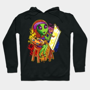 Psychedelic Hippie Alien Artist Girl Hoodie